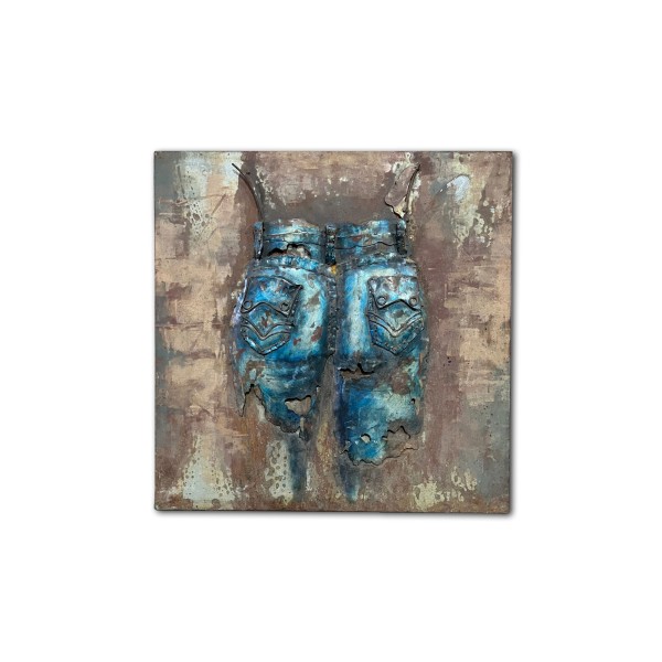 3D-Wandbild 'Jeans', aus Metall, H 60 cm, B 60 cm, L 3 cm