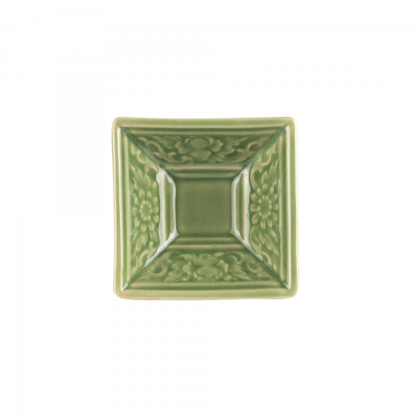Schale quadratisch, grün, T 7 cm, B 7 cm, H 2,5 cm
