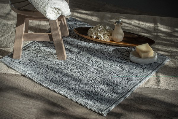 Badematte 'Izmir' aus Baumwolle, Wolken grau, 60 x 50 cm & 120 x 70 cm