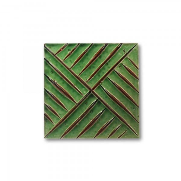 Kachel 'Broderie Craquelé verde', grün, T 10 cm, B 10 cm, H 1 cm