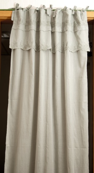 Baumwoll-Vorhang 'Algue', mit Band, silber-grau, B 110 cm, H 240 cm