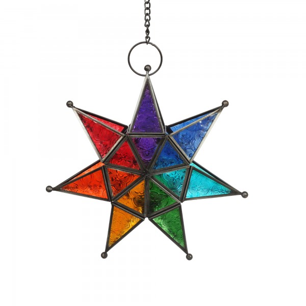 Laterne 'Vibgyor Star', multicolor, Ø 28 cm, T 9 cm