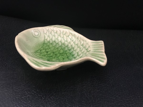 Schale 'Fisch', grün, T 9,5 cm, B 8,5 cm, H 2 cm