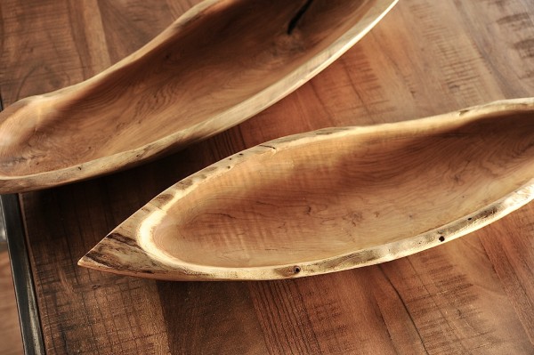 Holzschale in Bootsform, Teak, L 60 cm, B 13 cm