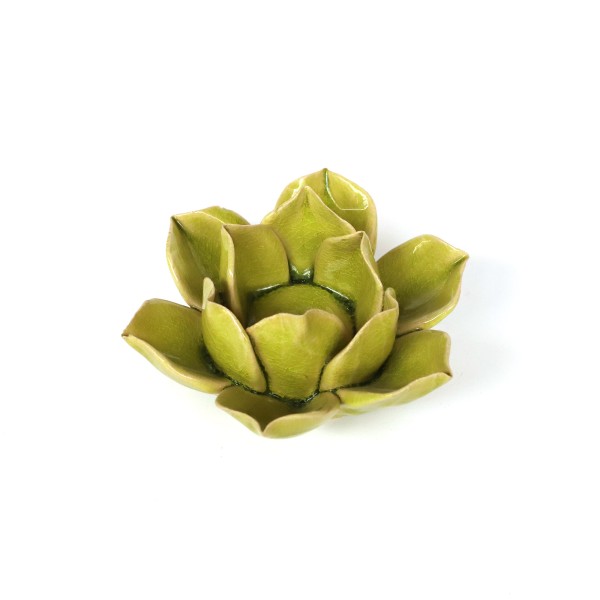 Teelichthalter 'Rose', hellgrün, Ø 13,5 cm, H 7 cm