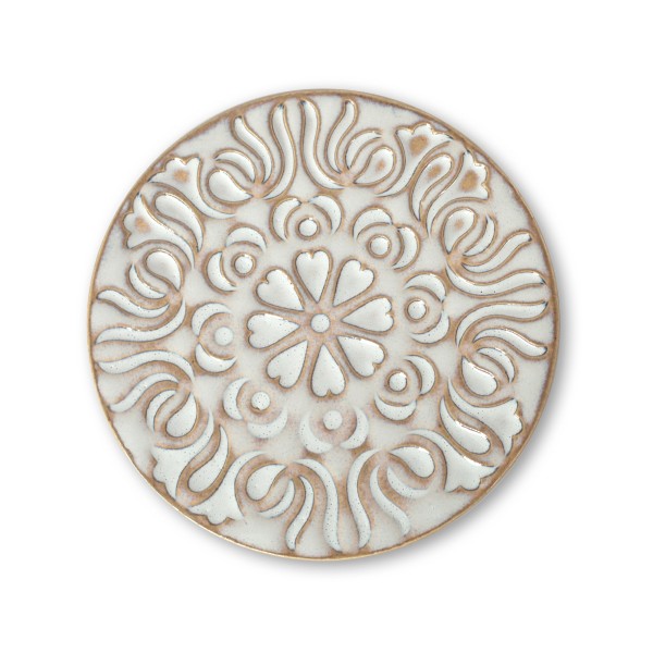 Keramikuntersetzer 'Ornament', beige, Ø 10 cm, H 1 cm