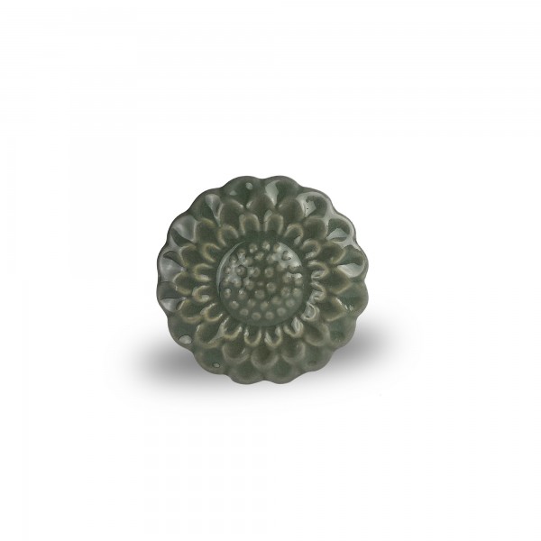 Keramik-Knauf 'Blume', mint, Ø 4 cm
