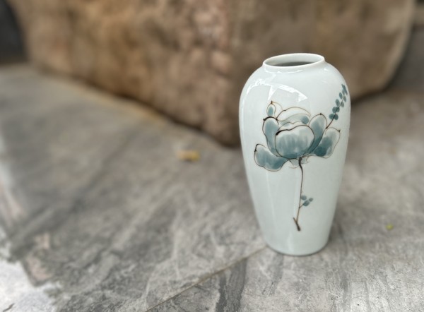 Keramikvase 'Flower', handbemalt, Ø 9,5 cm, H 16 cm