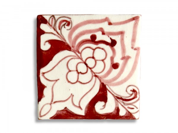 Fliese "rouge et blanc", rot/weiß, L 10 cm, B 10 cm, H 1cm