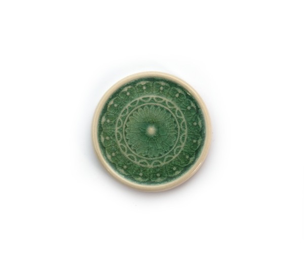Steingutuntersetzer 'Mandala', dunkelgrün, Ø 11 cm, H 1 cm