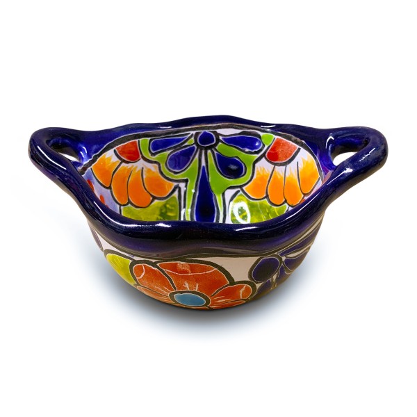 Keramik-Schüssel 'Blume' mit Henkeln, multicolor, Ø max. 14 cm, H 7 cm