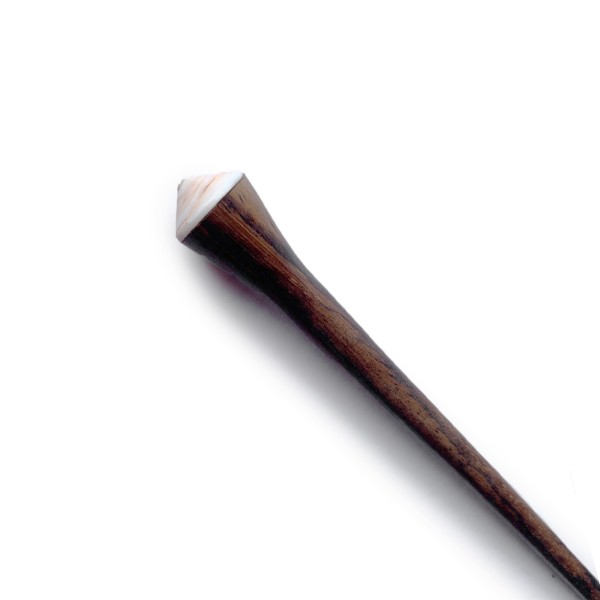 Haarnadel 'Muschelkopf weiß' aus Holz, L 17 cm, Ø 2 cm