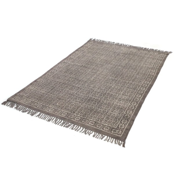 Blockprint-Teppich 'Ishaan', grau, weiß, B 200 cm, L 140 cm
