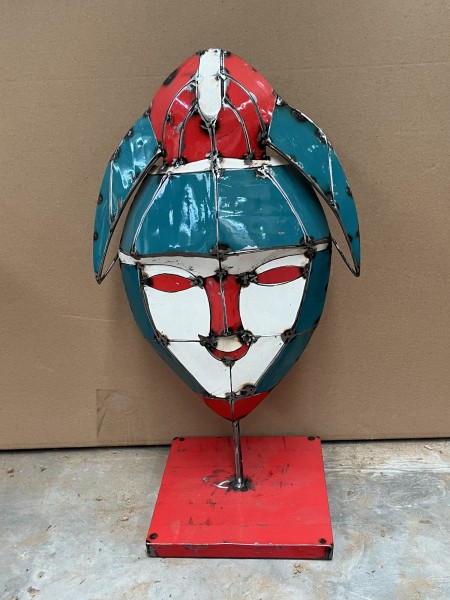 Maske 'Jester' aus Ölfässern, multicolor, H 58 cm, B 37 cm, L 37 cm