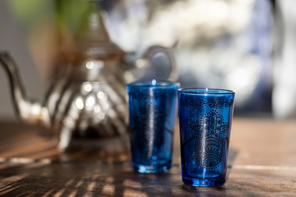 Teeglas 'Fatima', blau, Ø 5 cm, H 9 cm