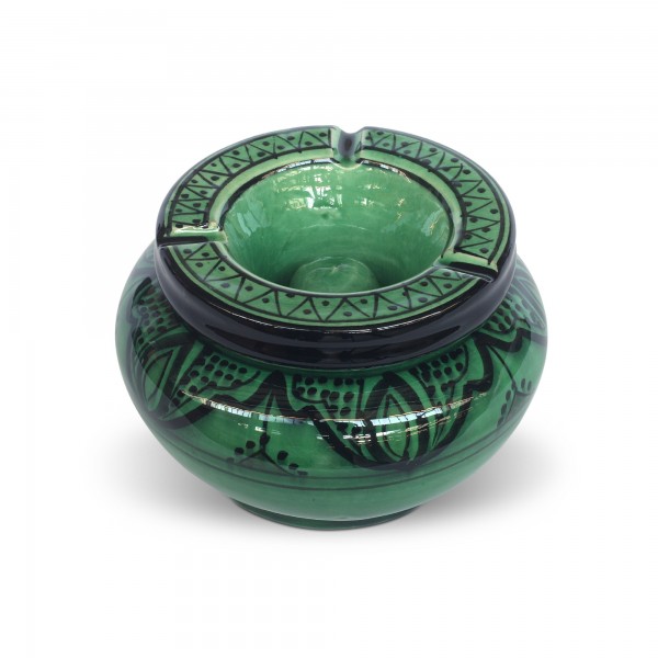 Keramik-Aschenbecher, grün, schwarz, Ø 12 cm, H 8 cm