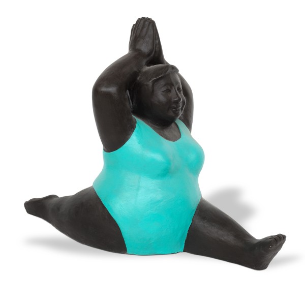 Zement-Skulptur 'Yoga-Dame', mint, schwarz, B 65 cm, H 65 cm, T 40 cm
