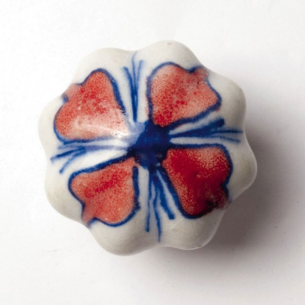 Türknauf "Blume", rot/blau, Ø 4,5 cm
