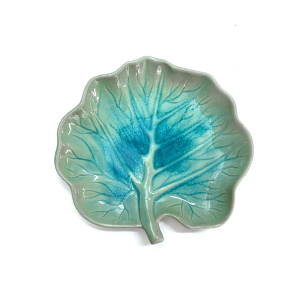 Teller 'Salatblatt', blau, B 25 cm, L 27 cm, H 5 cm