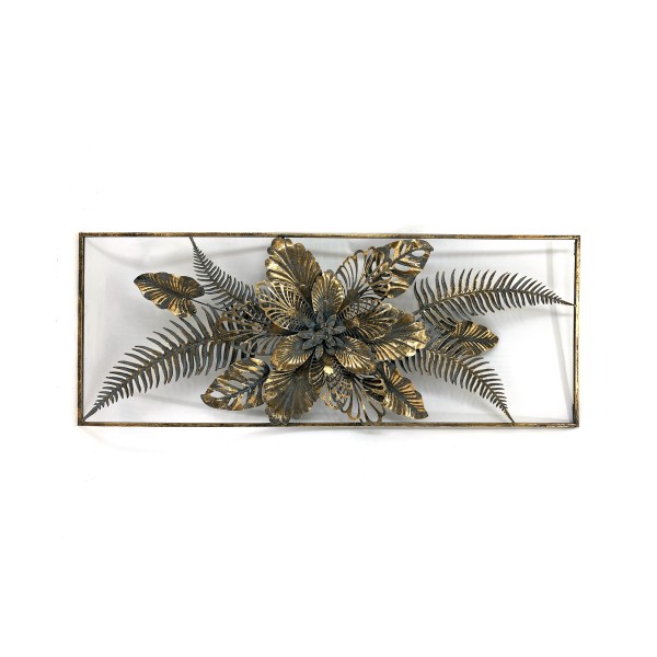 Wandpanel 'Pflanzenmix', antik gold, B 128 cm, H 50 cm, L 7 cm