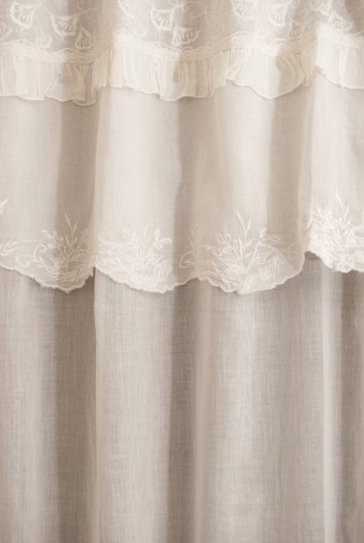 Baumwoll-Vorhang, mit Band, weiß, B 110 cm, H 240 cm