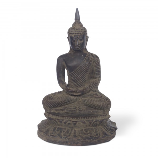 Buddha sitzend, Bronze, H 19 cm, B 12 cm, T 10 cm