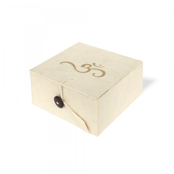 Lokta Box Om, weiß, T 11 cm, B 11 cm, H 5,5 cm