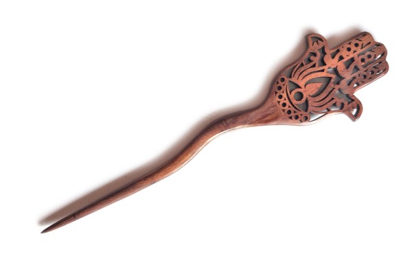 Haarnadel 'Fatima' aus Holz, L 18 cm, B 4,5 cm, H 0,3 cm