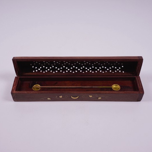 Räucherstäbchenbox aus Rajasthan, braun, L 30 cm, B 6 cm, H 6 cm