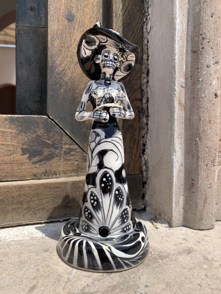 Keramik-Figur Catrina 'Lisa Nano', s/w, Ø 9 cm, H 22 cm