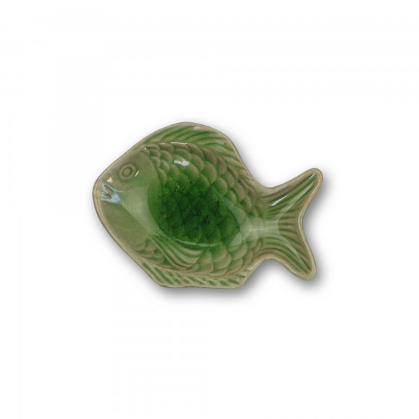 Schale 'Fisch', grün, T 10 cm, B 7 cm, H 2 cm
