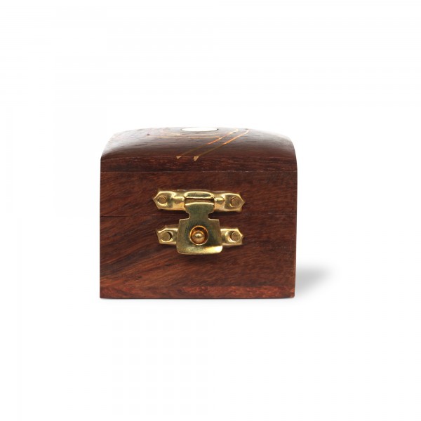 Box mit Messingschloss, natur, T 5 cm, B 5 cm, H 4 cm