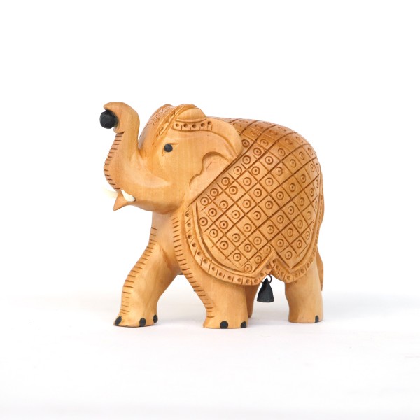Elefant aus Holz mit Kugel, natur, B 12,5 cm, H 10 cm, T 5,9 cm
