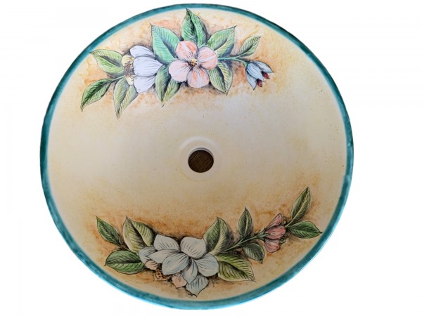 Keramik-Aufsatzwaschbecken 'Blüten', multicolor, Ø 42 cm, H 16 cm
