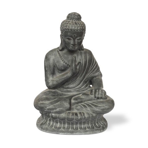 Terrakotta-Statue 'Buddha sitzend', grau, H 55 cm, B 40 cm, T 38 cm