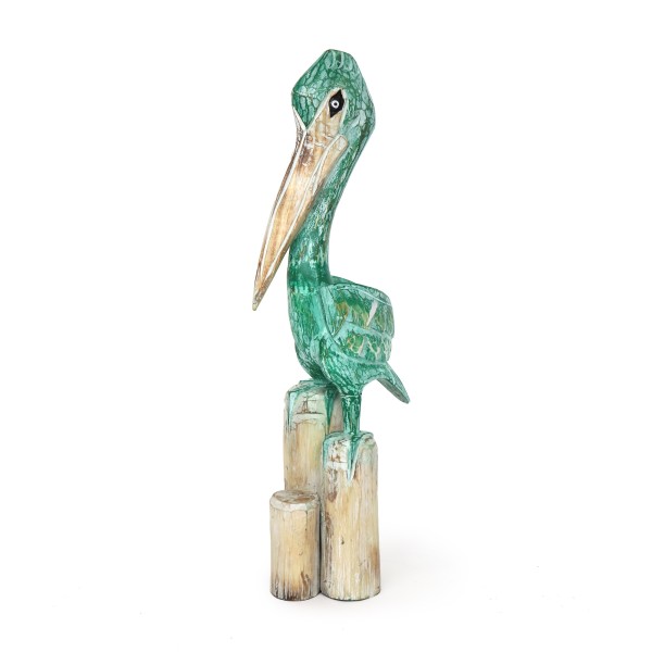 Pelikan-Skulptur grün, H 75 cm, B 30 cm, L 20 cm