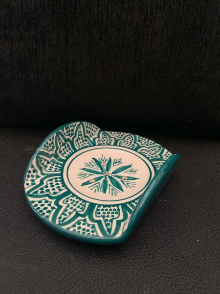 Keramik-Seifenschale, türkis, weiß, B 10 cm, L 13 cm, H 4 cm