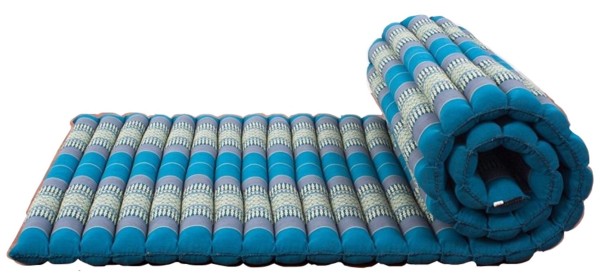 Kapok-Rollmatratze, blau, grau, B 200 cm, T 78 cm, H 6 cm