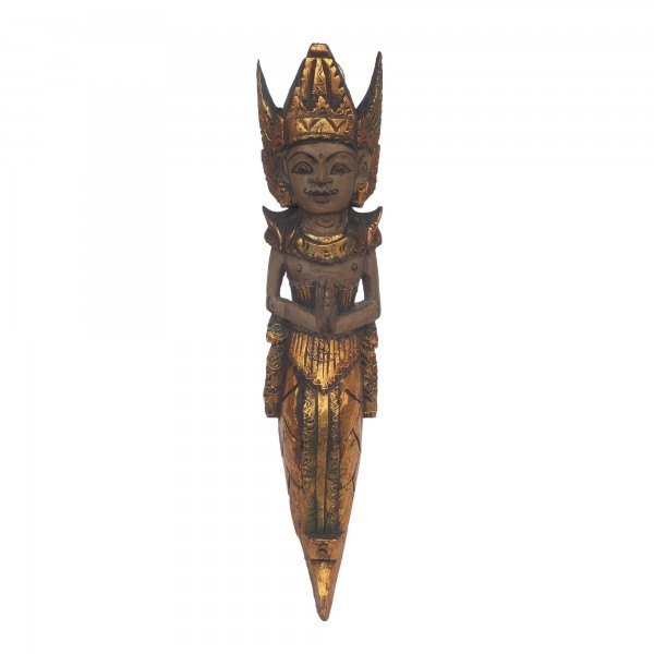 Wand-Skulpur 'King Rama 1/2', Holz, H 52 cm, B 10 cm, T 5 cm