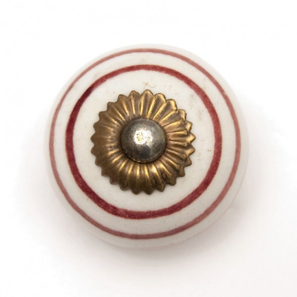 Türknauf rund, weiß/rot, Ø 3,5 cm