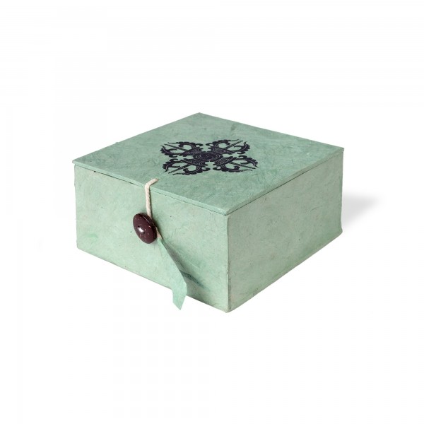 Lokta Box Vajra, aqua, T 11 cm, B 11 cm, H 5,5 cm