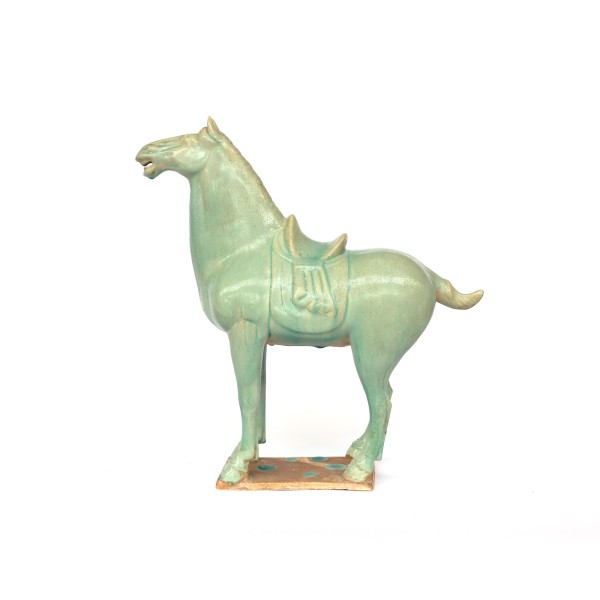 Keramikpferd 'Tang Dynastie', grün, T 40 cm, B 15 cm, H 41 cm