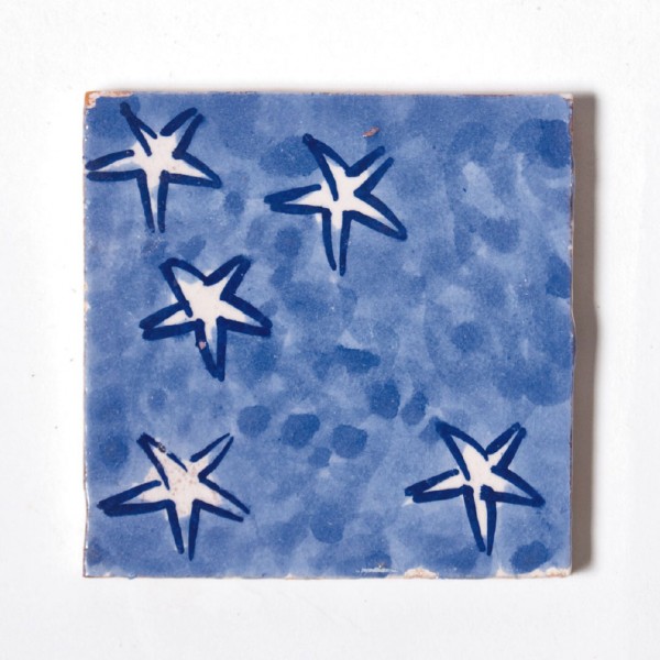 Fliese "étoiles", blau/weiß, L 10 cm, B 10 cm, H 1cm