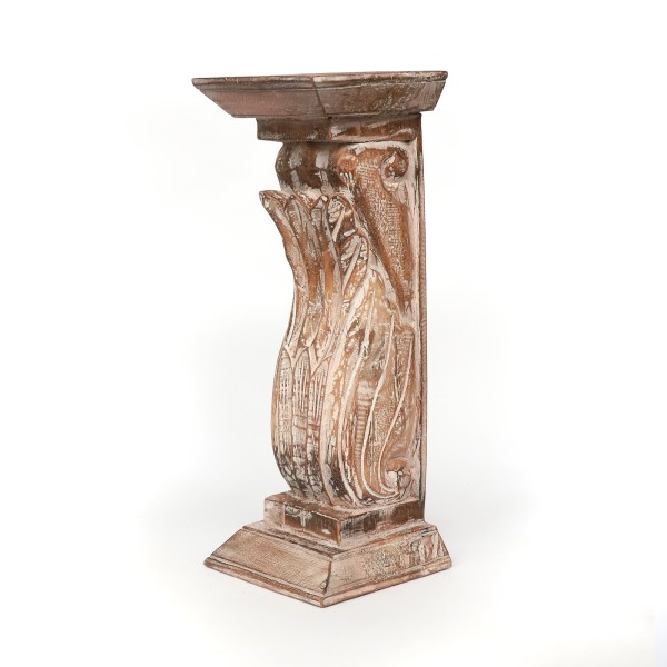 Holz-Säule, antik braun, H 50 cm, B 22 cm, L 18 cm