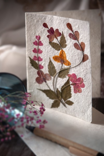 Grußkarte 'Blumen', mit Umschlag, H 18 cm, B 12,5 cm