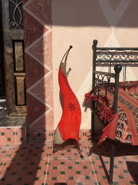 Lederlaterne 'Mouja Essaouira', orange-rot, H 90 cm