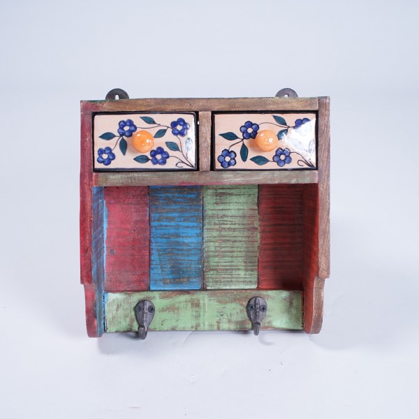 Kleine Hängekommode mit Haken, multicolor, L 25 cm, B 11 cm, H 25 cm