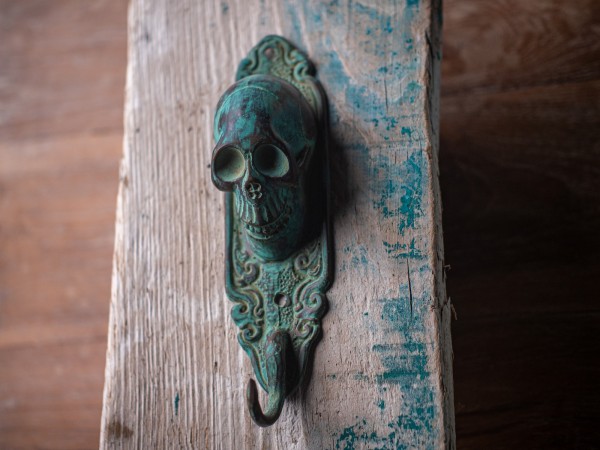 Wandhaken 'Skull', antik bronze, H 15 cm, B 5 cm, T 5 cm
