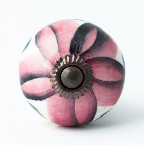 Türknauf "Blume", rosa/weiß, Ø 4 cm