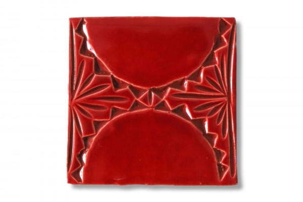 Kachel 'soleil rouge', rot, T 10 cm, B 10 cm, H 1 cm